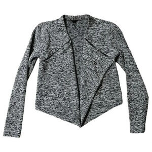 Ann Taylor Women's Black and Grey Boucle Moto Jacket Open Front Drape Size XS
